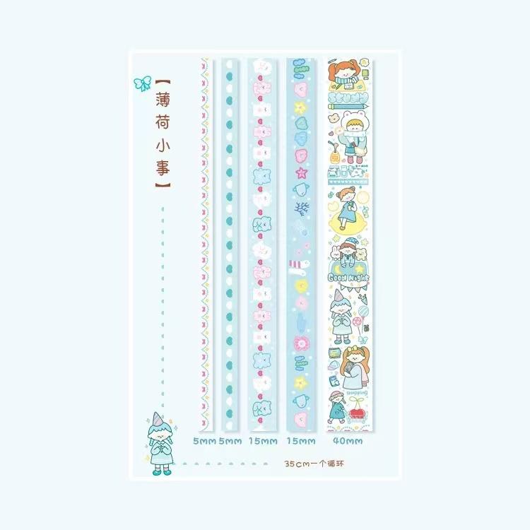 Talking Leisure Set Qiqi Cute Girl Heart and Hand Series Sticker Tape Cartoon Character Hand Painted Daily Material Decoration