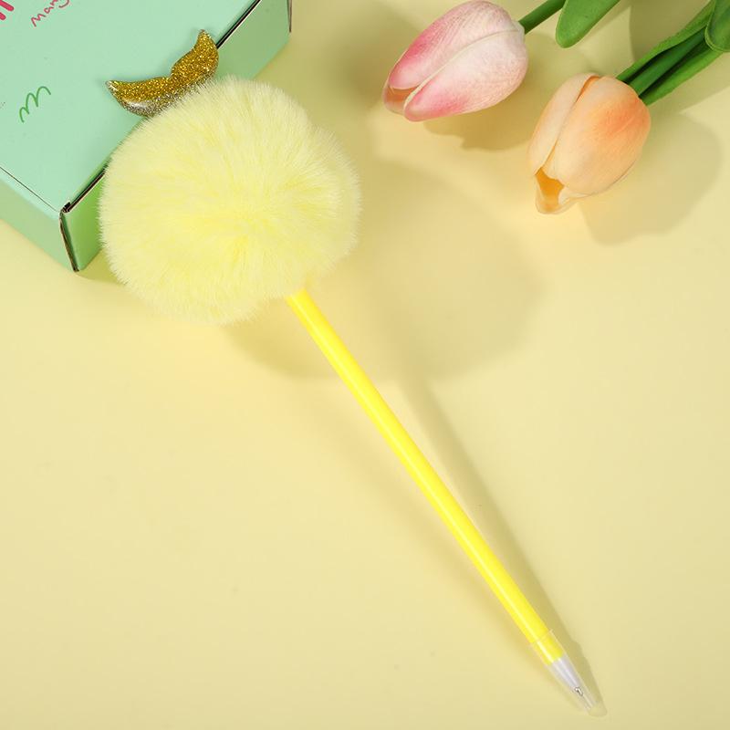 4Pcs Cute Marine Mermaid Tail Furry Pom Ballpoint Pen for Child Boy Girl Student Game Reward Christmas Stocking Fillers 0.7mm Smooth to Write Comforta