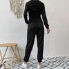 Women's 2024 Fall and Winter New Europe and USA Hooded Long Sleeves Zipper Sweatshirt Casual Sports Jumpsuit