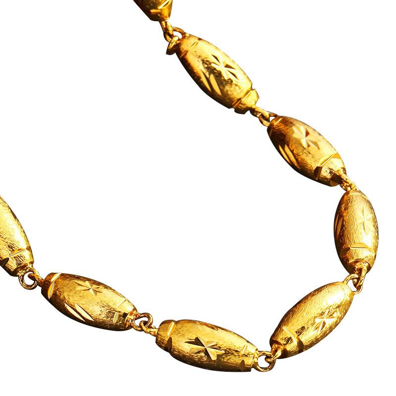 Copper-plated Gold Solid Olive Necklace Men's Accessories Necklace Vietnamese Sand Gold Necklace Gift