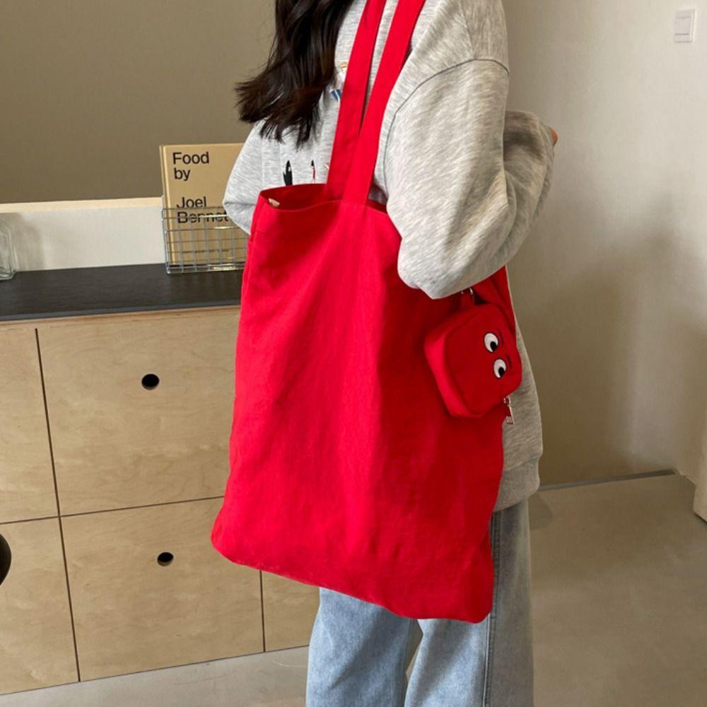 With Storage Bag Solid Color Shoulder Bag Shopping Bag Colorful Handbag  Students