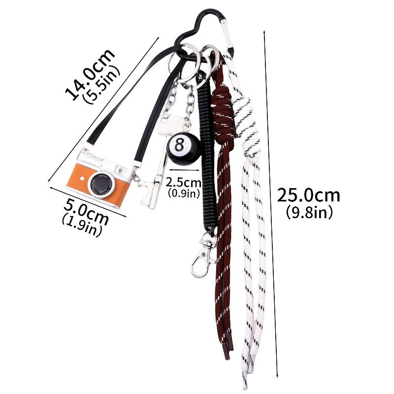 

Трендовый кулон-камера Y2K, брелок для ключей с бильярдным шаром, креативный брелок с узлом из веревки, шарм для сумки, парный держатель для ключей, подарки