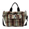 Pruhovaná kostkovaná taška tote pro ženy Podzimní a zimní vlněná crossbody taška Ležérní stahovací taška přes rameno Kabelka