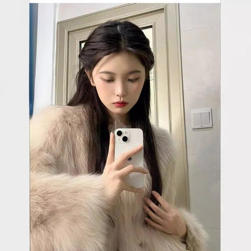Imitation mink fleece jacket women's autumn and winter clothing, imitation fox fur, cotton-padded thickened short long hair