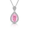 925 Sterling Silver Elegant Clear Ice Flower Cut Water Drop Shaped Crystal Zircon Necklace Birthday Anniversary Wedding Gift