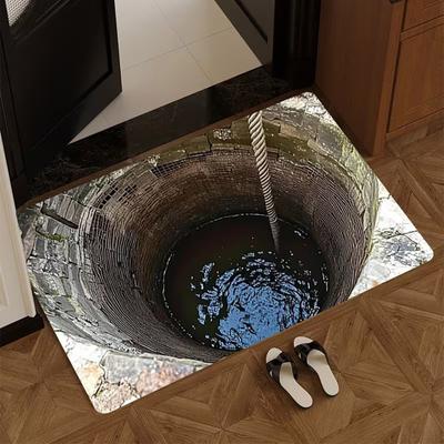3D Visuelle Tiefe Teppich Optische Illusion Fußmatte Realistisches Loch Spinne Fußmatte Lustiger Haustier Spielteppich für Eingangsbereich Flur Wohnzimmer