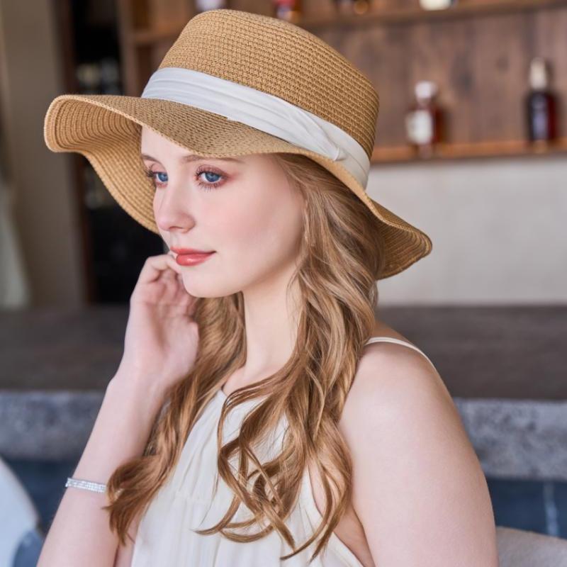 New Outdoor Sunshade Flat Top Straw Hat Street Shot Travel Fashion Women's Retro Sun Hat