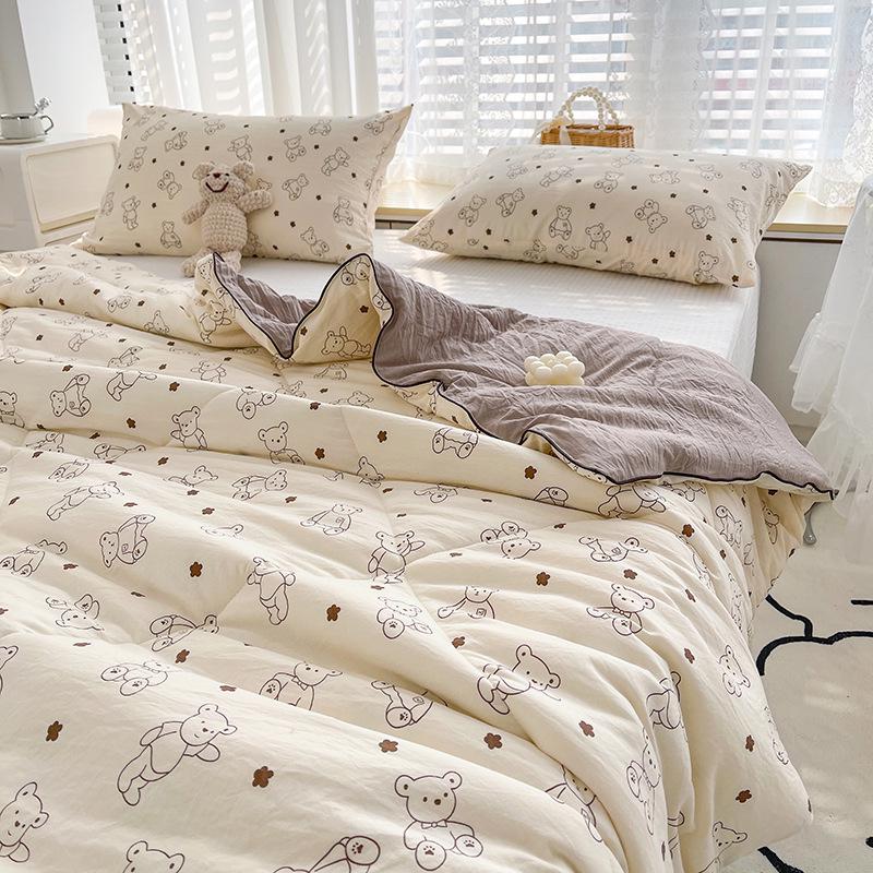 Class A Soybean Fiber Cartoon Print Summer Quilt - Double Layer Gauze Air Conditioning Quilt