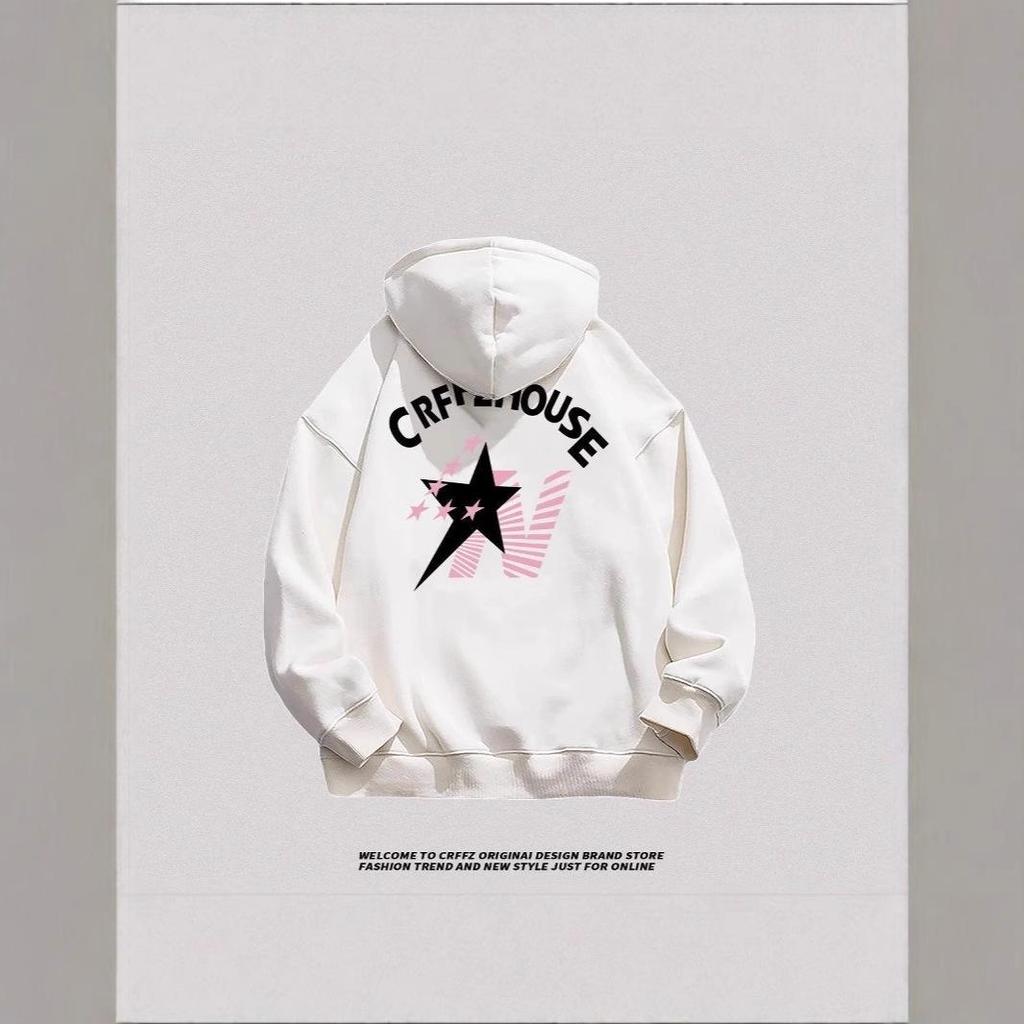 American High Street Fleece-Lined Hooded Sweatshirt: Autumn/Winter 2024 Thickened Trend for Couples