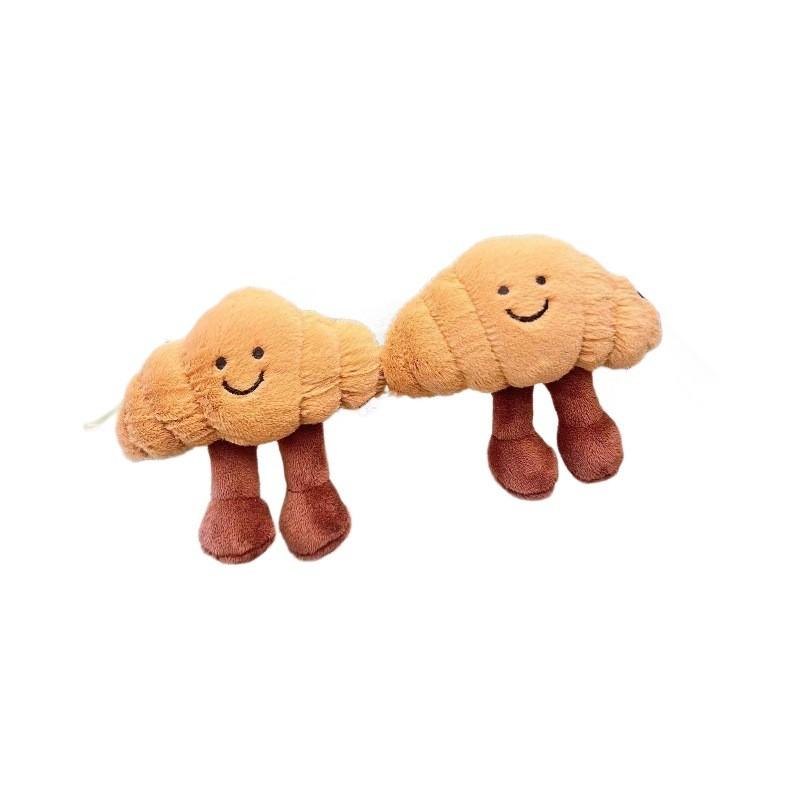 Delightful Croissant Shaped Plush Keychain Soft And Adorable Hanging Accessory