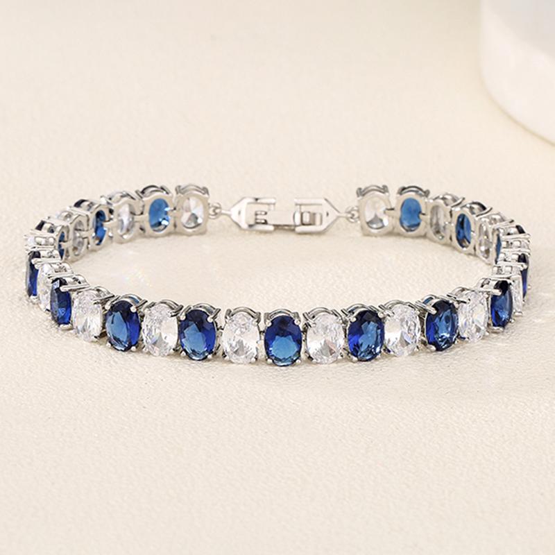 A Pulseira Sexy e Exquisita de Zircônia Cúbica Safira é Adequada para Mulheres Viajarem, Banquete, Uso para Festa