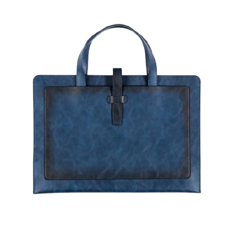 Document Storage Bag Leather Laptop Sleeve Leather Buckle Lock for Office