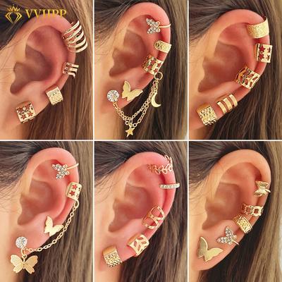 Fashion Butterfly Snake Clip Σετ Σκουλαρίκια Εξατομικευμένα κρυστάλλινα κλιπ αυτιών για γυναικεία αξεσουάρ Κοσμήματα