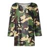 Mujer Camiseta Camiseta Estampado Botón Manga 3/4 Diario Fin de semana Moda Básico Escote en V Regular Top