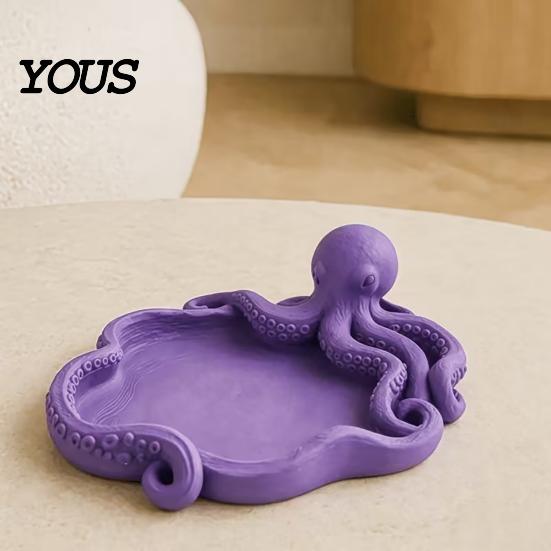 Necklace Storage Dish 3D Printed Octopus Jewelry Tray, Ocean Animal Earrings Ring Multifunctional Home Organizer Decorative Keys Trinkets Holder
