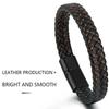 Pánský náramek z pravé kůže, černý pletený náramek, nerezové magnetické zapínání, náramek na zápěstí, pánské doplňky k náramku