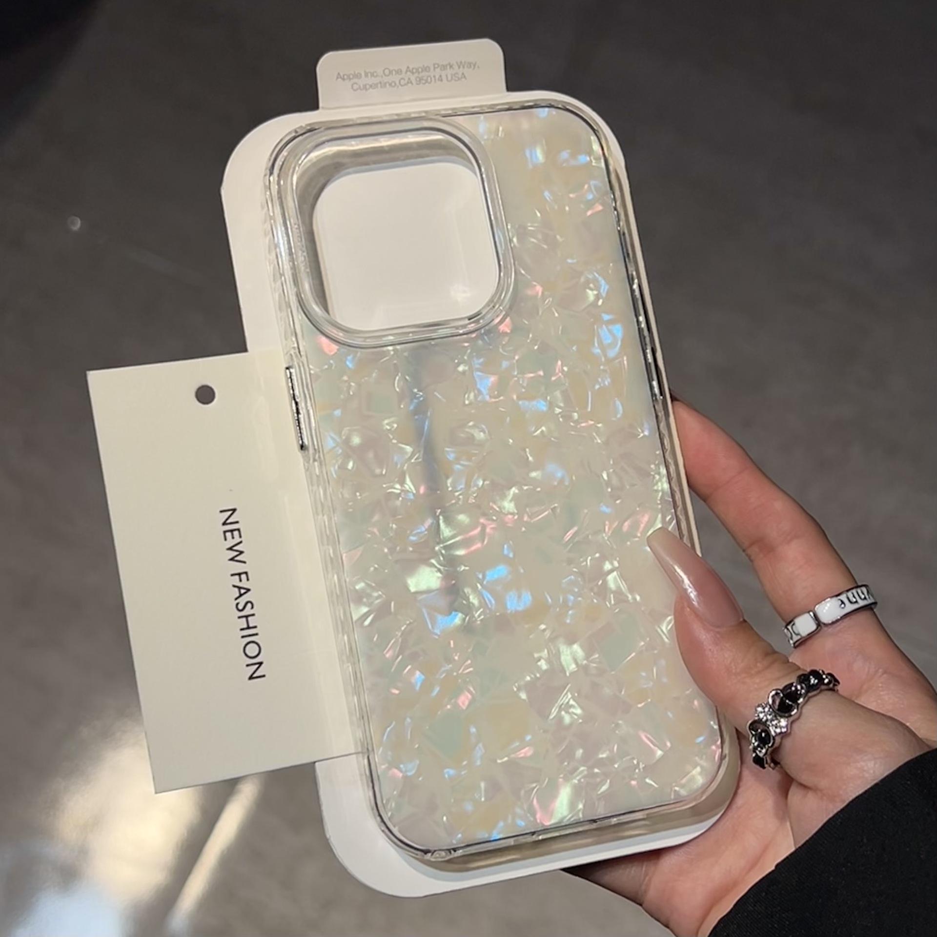 

Luxury Glitter Shell Pattern Laser Phone Case For iPhone 11 12 13 14 15 16 Pro Max X XR XS 7 8 Plus Soft IMD Shockproof Cover For iPhone 16