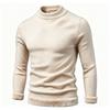 Winter Men Thick Warm Knit Sweater Fleece Lined Half High Collar Pullover Casual Solid Color Sweater Thermal Knitted Pullovers