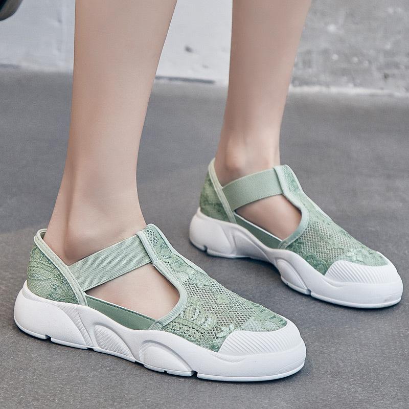 2026 Summer Mesh Shoes Women Sandals Flat Non-slip Brand Ladies Sandals Black White Green Plus Size 41