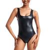 Women PU Briefs Bodysuit Shiny Camisole Leather Catsuit One-piece High-cut Bodycon Tights Jumpsuit Club Stage Pole Dance Suit