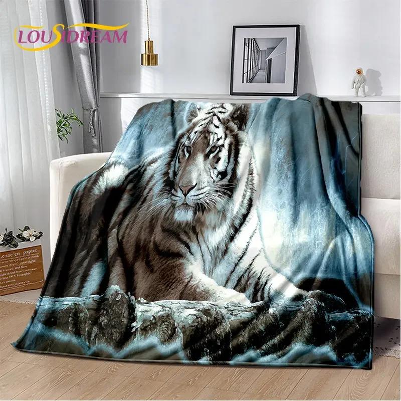 3D-Cartoon-Tiger, Wolf, Löwe, Leopard, Tier, Plüschdecke, Flanelldecke, Überwurf, Decke für Wohnzimmer, Schlafzimmer, Bett, Sofa, Picknick