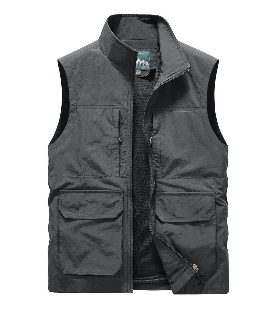 Men's Plus Size 2026 Summer Outdoor Thin Mesh Vest with Multi-Pockets