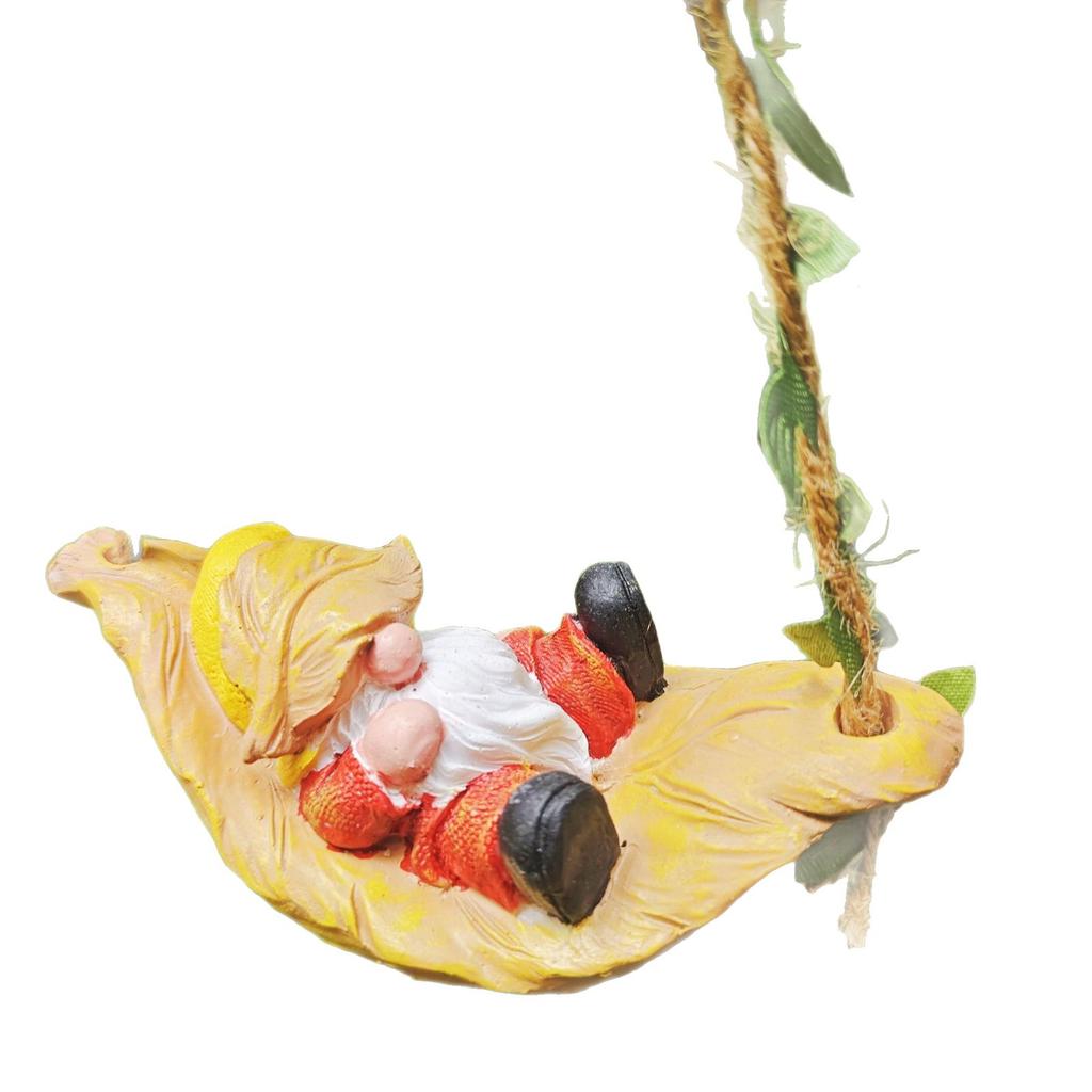 Garden Gnome on Swing Statue Decoration Figurine Ornament for Indoor Outdoor Home Patio Yard Lawn Figurines Miniatures