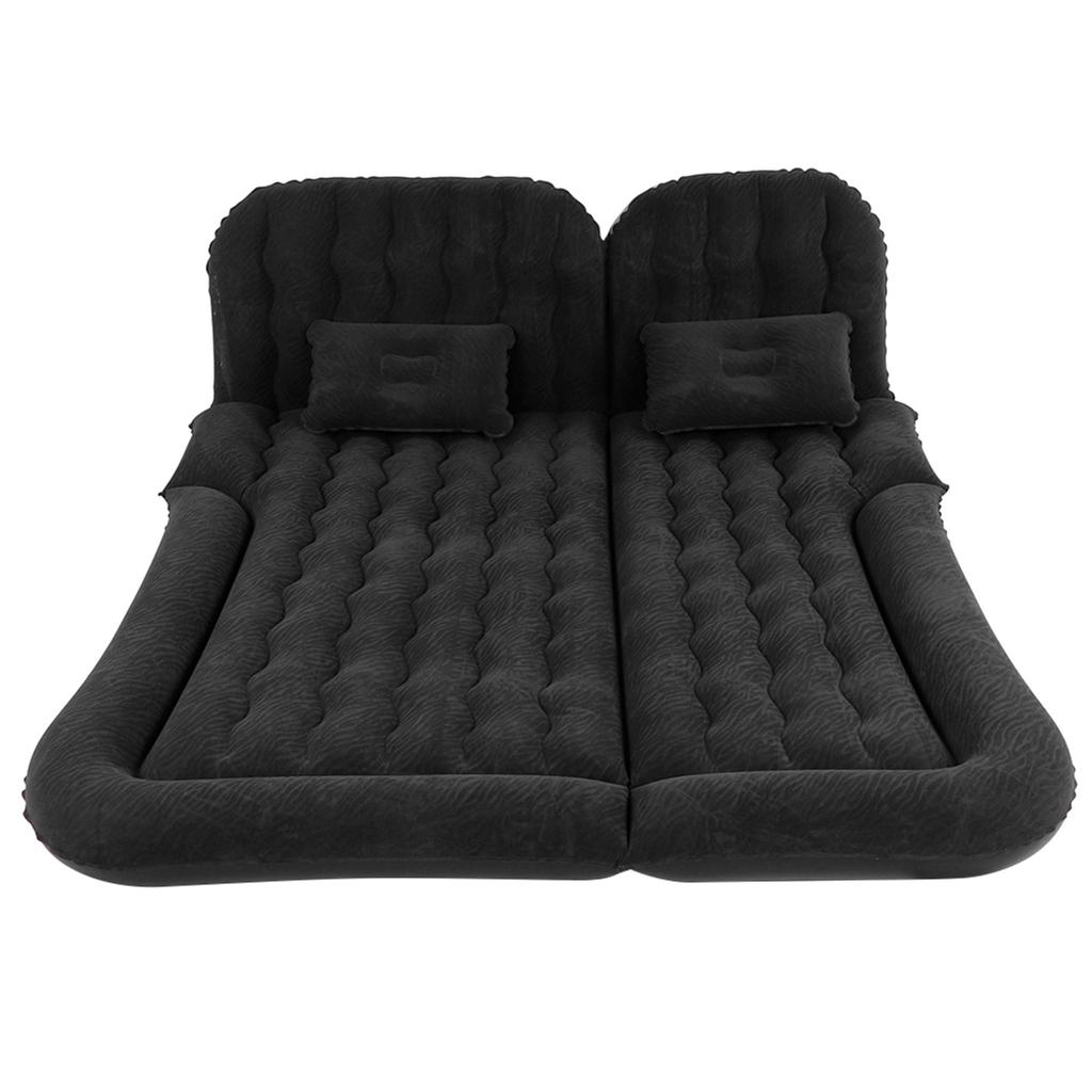 2‑In‑1 Multifunction Inflatable Travel Mattress PVC Flocking Soft Sleeping Rest Cushion for Car SUVBlack