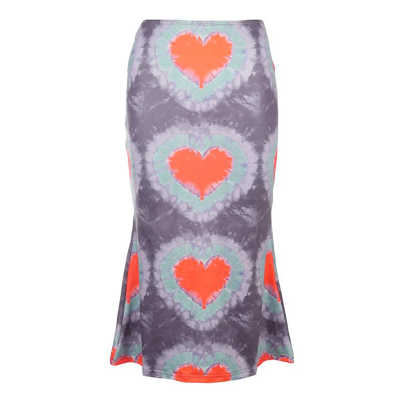 

Женская полуюбка с принтом Love, новая летняя повседневная модная женская юбка трапециевидной формы до середины икры S красный/серый