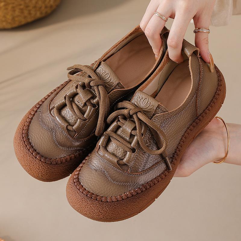Fashion New autumn tied up flats woman genuine leather moccasins shoes for women luxury comfort flats oxfords shoes ladies casual loafer