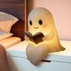 Ghost Reading Book Lamp, Halloween Light Up Ghost Statue Night Light House Mantel Decor for Home, Light Up Halloween Decor, for Bedroom Study Room