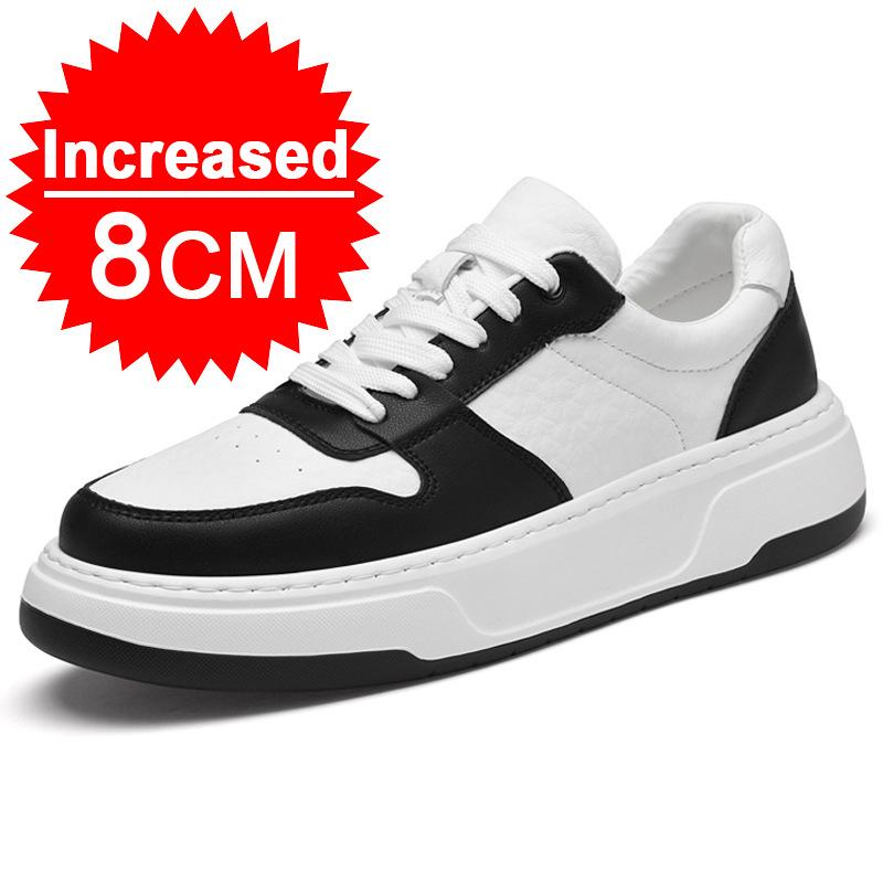 

Новые мужские туфли для увеличения роста, модные туфли для отдыха, стельки для увеличения роста 8 см, белые и черные туфли для мужчин, спортивная обувь для увеличения роста 44