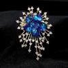 Luxury Gold Plated  Flower Brooch With Sparkling Cubic Zirconia For Wedding Party Daily Wear Elegant Ladies Gift