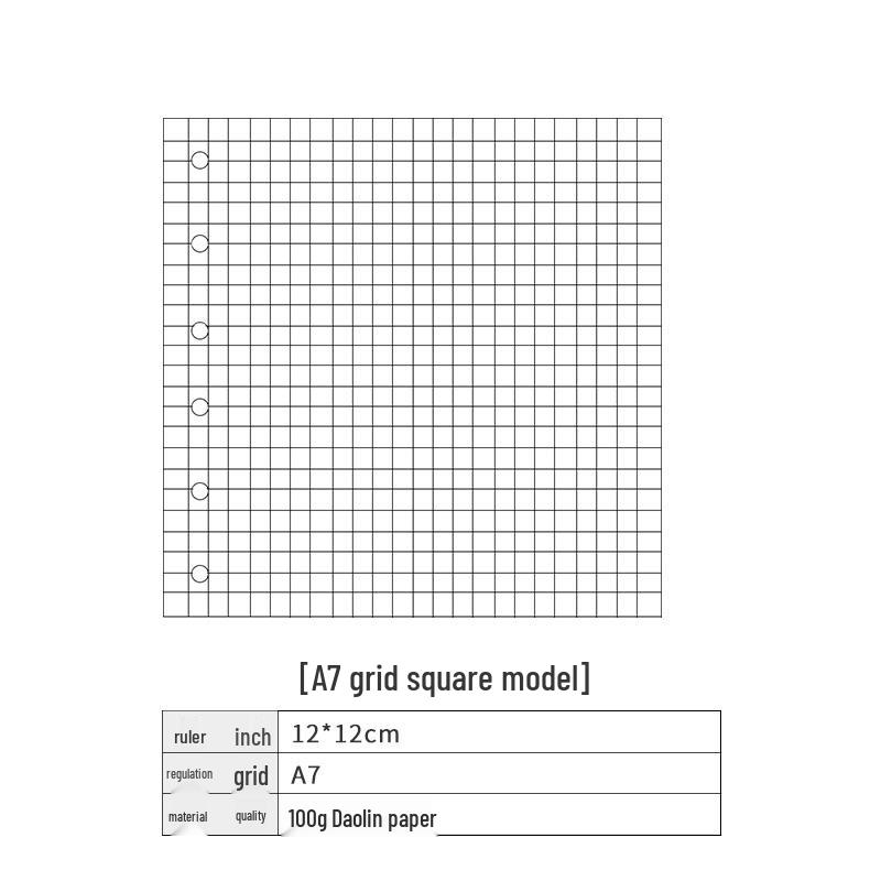 A6 6-Hole Notebook Refill: Blank, Grid, Lined Pages for Student Diaries