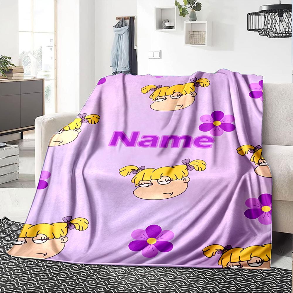 Custom Name Rugrats Theme Printed Blanket - Perfect for Couch, Bed, Travel & Outdoor Use | Machine Washable, Cozy & Durable.