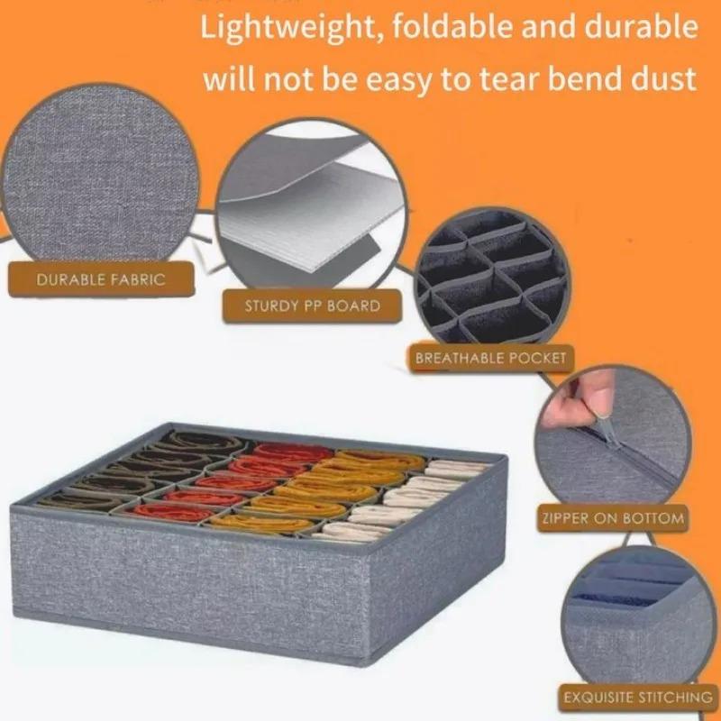Socks Underwear Organizer Storage Box Washable Odorless Storage Box Drawer Organizer for Lingerie Bras Socks Leggings Organizers