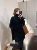 New solid color simple turtleneck hem slit thick pullover sweater for women, warm layered knit sweater