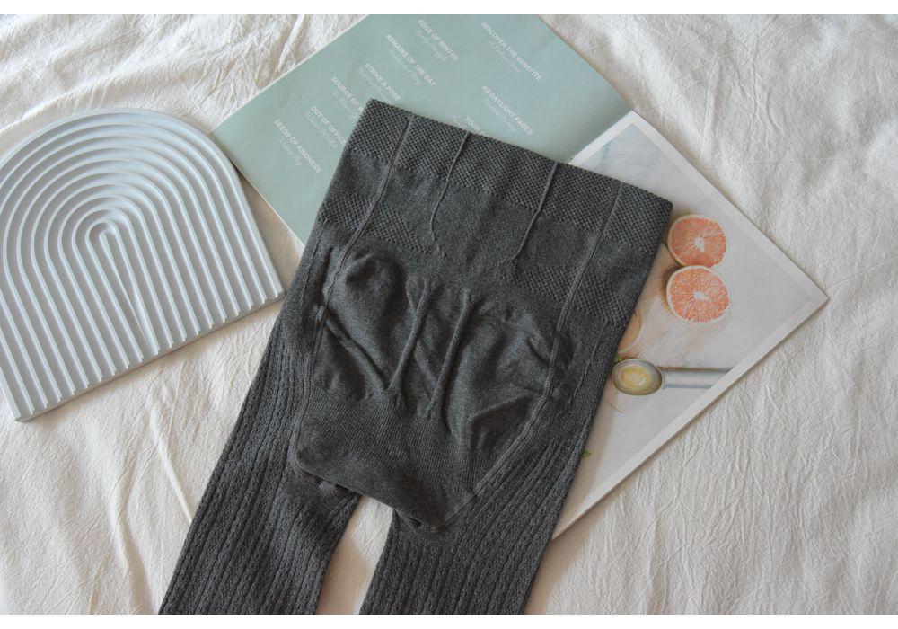 Cremeweiß Hohe Taille Haferflocken Lolita Zopfmuster Strumpfhose - Plus Samt Dick, Bauchkontroll-Leggings für Herbst/Winter