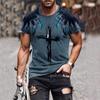 Men's Street Fashion Cross Belief Printed Round Collar Short Sleeve T Sleeve