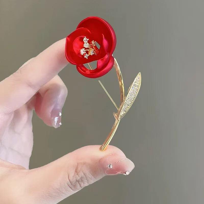 2024 Elegant Rose Rhinestone Brooch: Luxurious, Stylish Floral Accessory for Women