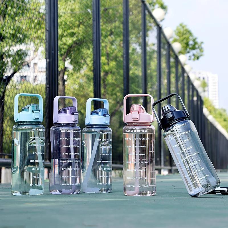 Large Capacity 2.0 Sports Fitness Water Bottle with Handle for Outdoor Activities