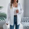 Women's Casual Solid Color Hollow  Long Sleeve Cardigan Mid-Length Sweater Jacket