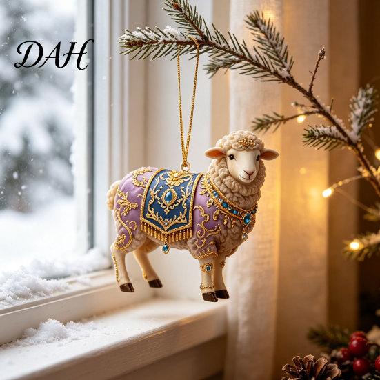 Holiday Atmosphere Enhancement Ornament 2D Acrylic Goat Christmas Ornament, Cute Animal Sheep Hanging Decor for Elegant Home Party Decoration