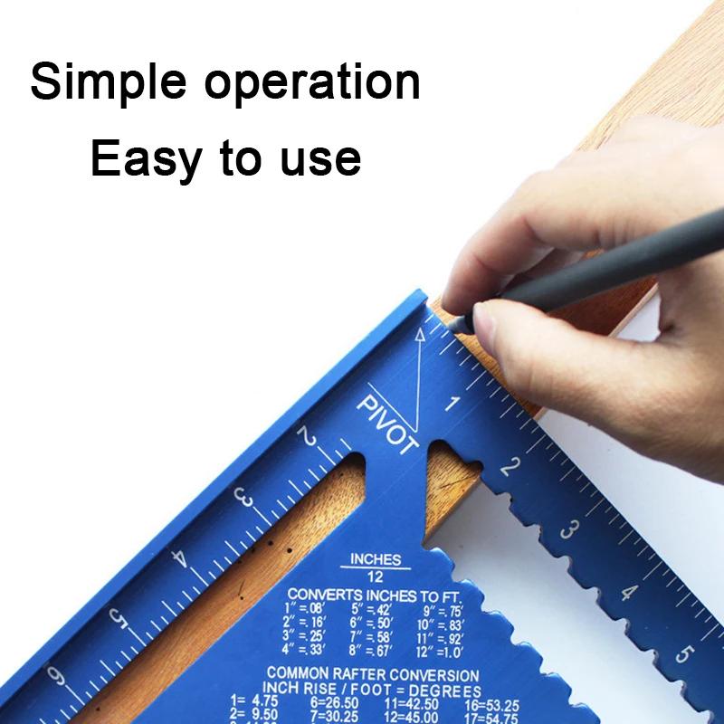 New 7Inch Triangle Ruler Measurement Tool Aluminium Alloy Carpenter Tools Inch Metric Angle Ruler Speed Square Woodworking Tools