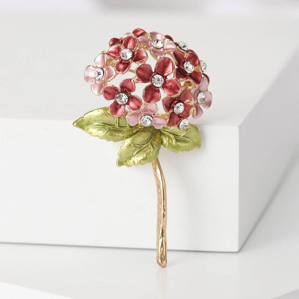 Korean Fashion Enamel Hydrangea Brooch - Versatile Jewelry Pin for Women