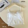 Seamless Ice Silk French Strappy Tank Top with Fixed Cup and Bandage Bustier