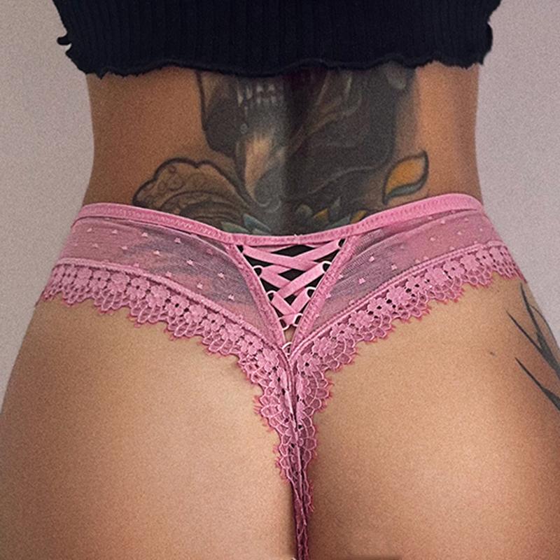 TERMEZY 2 unids/lote de bragas sexis de encaje para mujer, ropa interior de cintura baja, Tanga femenina, lencería transpirable, ropa íntima bordada tentación