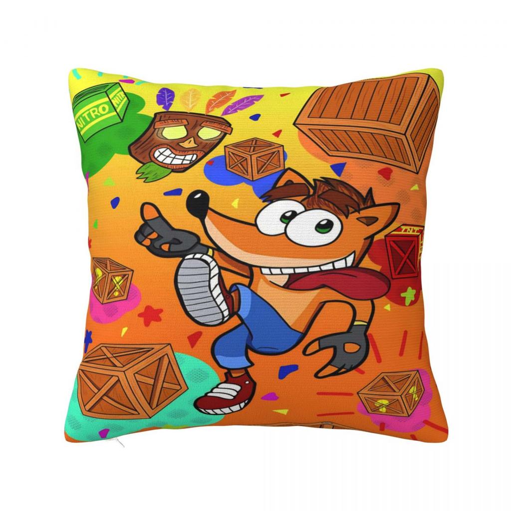 Pillow Case C-Crash B-Bandicoot Polyester Pillow Cover Fashion Cushion Cover Pattern Pillowcases For Office Car Home Decorative