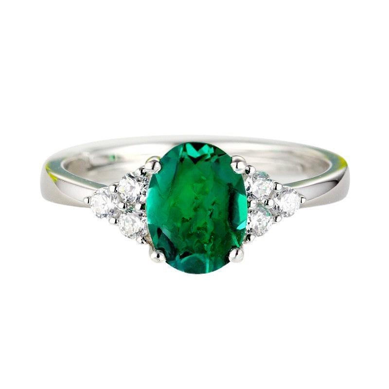 European-American High-End Adjustable Women's Ring with Colored Zircon, Light Luxury Style