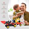 Pedal Tractor with Trailer, Front Loader, Adjustable Bucket, Tractor Pedal Vehicle for Children from 3 Years Red